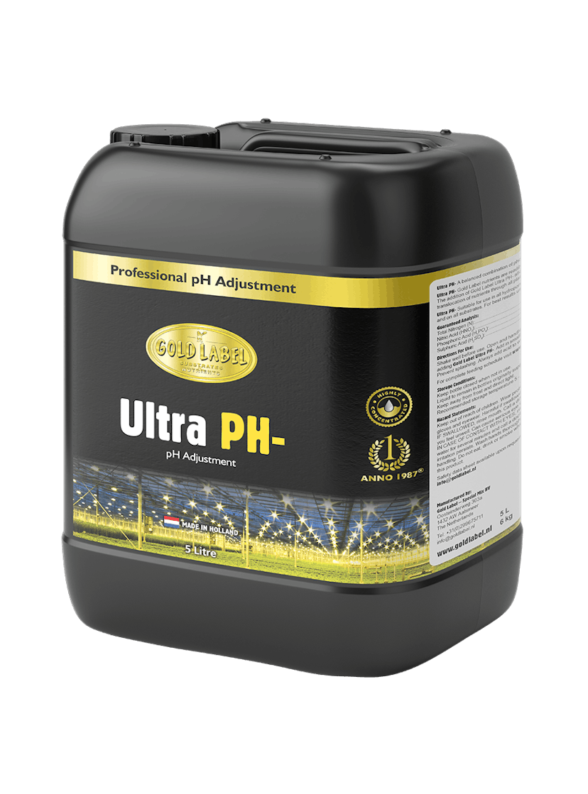 Black 5 Litre bottle of Gold Label Ultra pH minus
