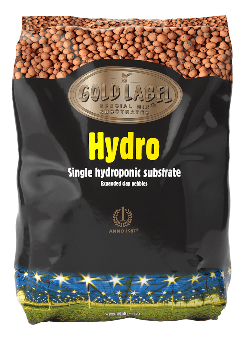 Black bag of Gold Label Hydro Round Pebbles 50L