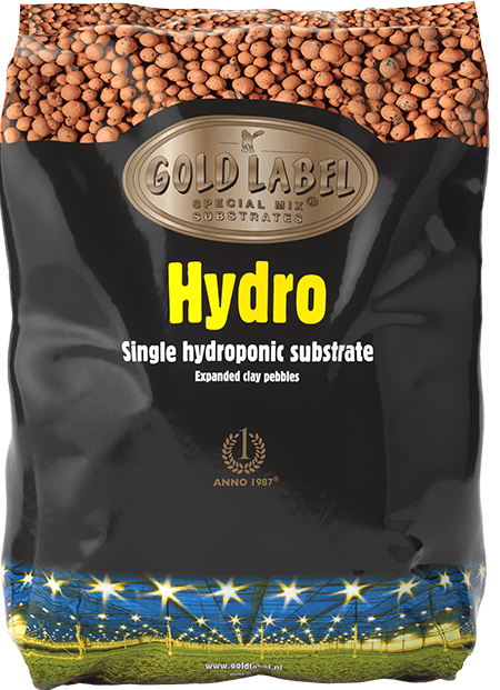 Black bag of Gold Label Hydro Round Pebbles
