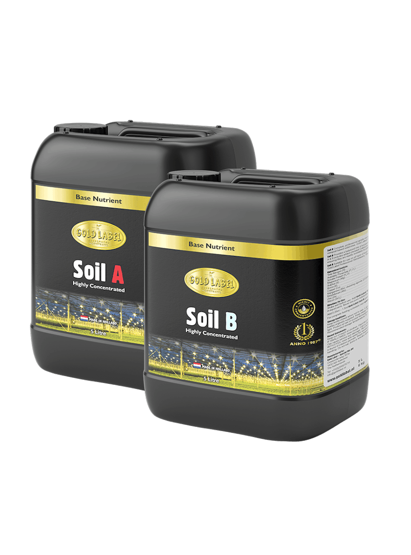 2 black 5 Litre bottles of Gold Label Soil A and Soil B