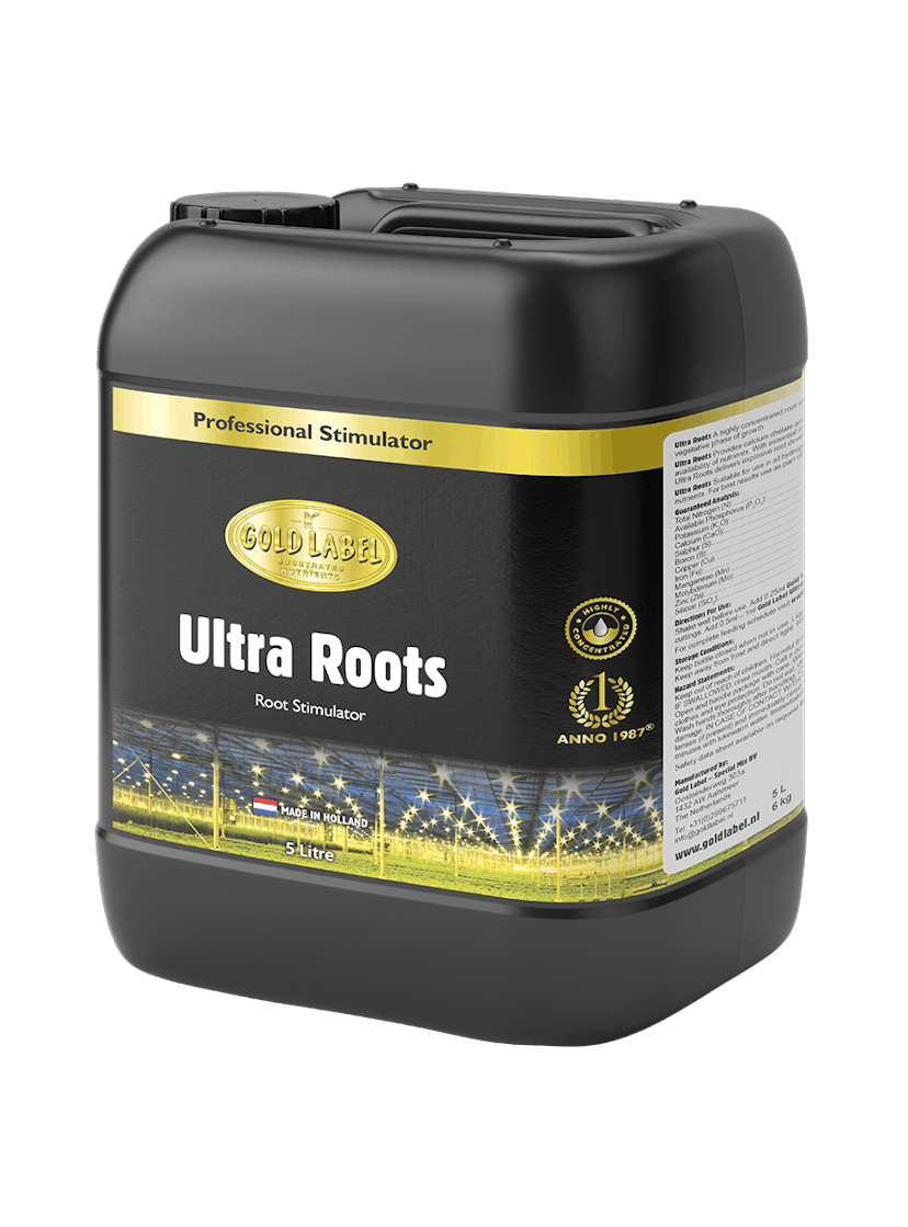 Black 5 Litre bottle of Gold Label Ultra Roots