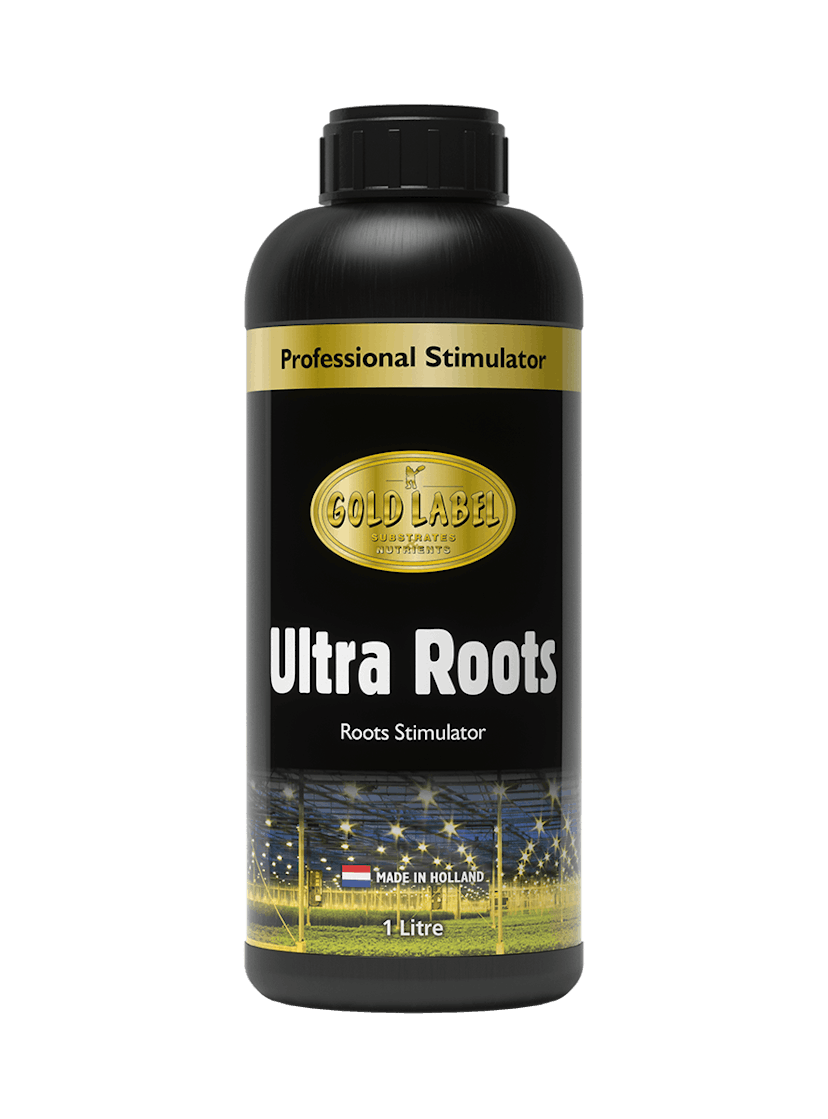 Black 1 Litre bottle of Gold Label Ultra Roots