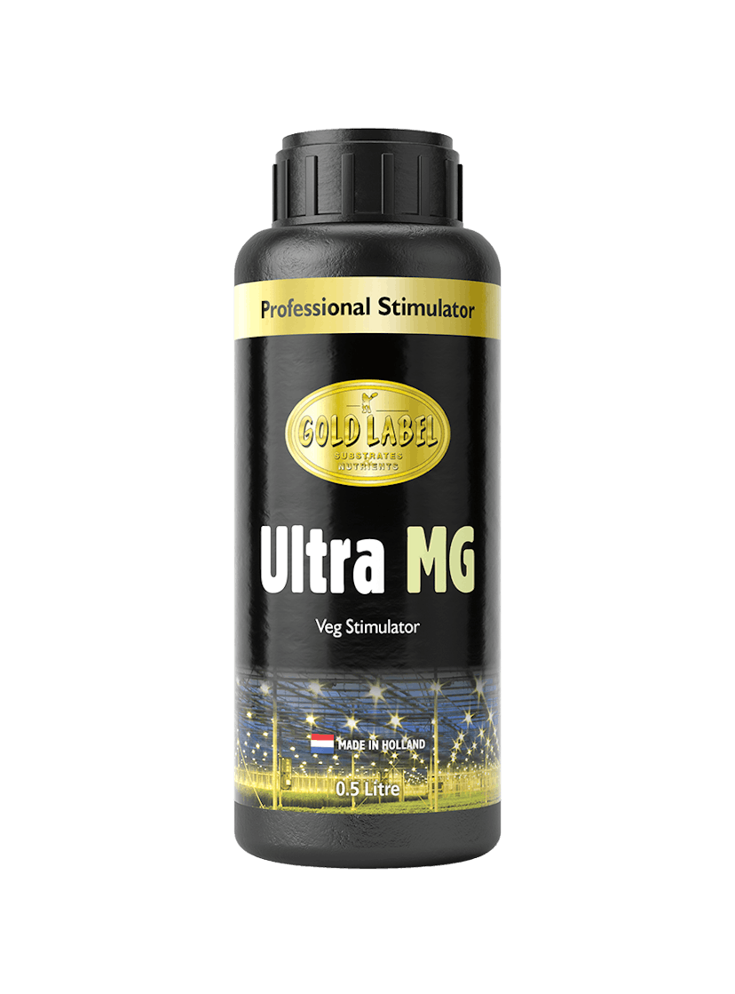 Black 500ml bottle of Gold Label Ultra MG