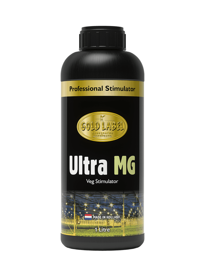 Black 1 Litre bottle of Gold Label Ultra MG