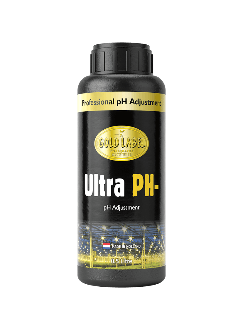 Black 500ml bottle of Gold Label Ultra pH minus