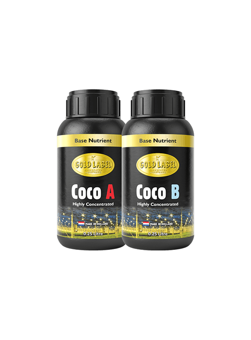 2 black 250ml bottles of Gold Label Coco A and Coco B