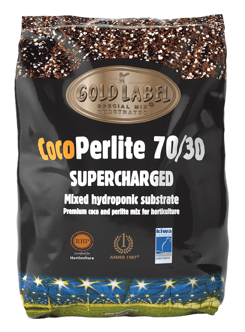 Black bag of Gold Label Coco Perlite 70/30 mix 50L
