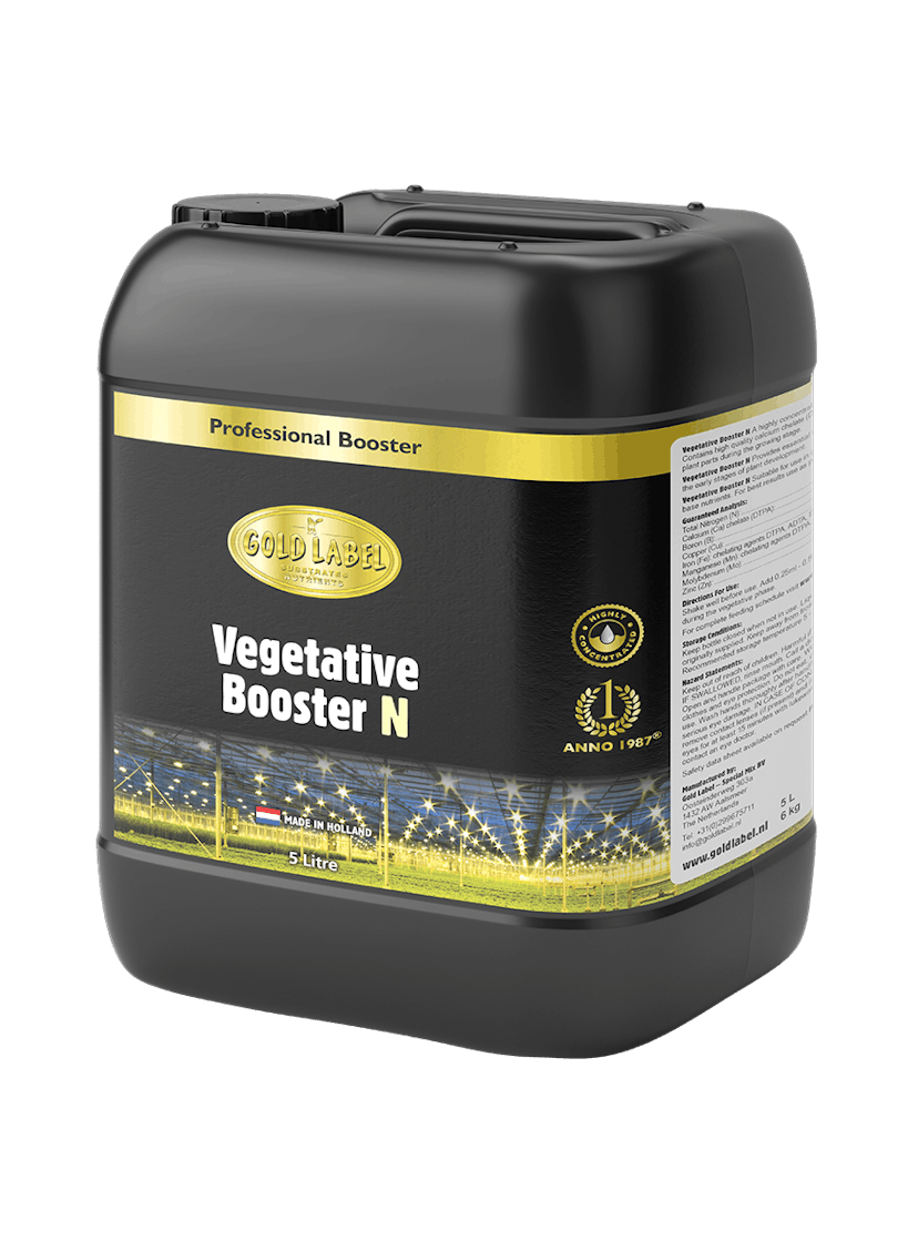 Black 5 Litre bottle of Gold Label Vegetative Booster N