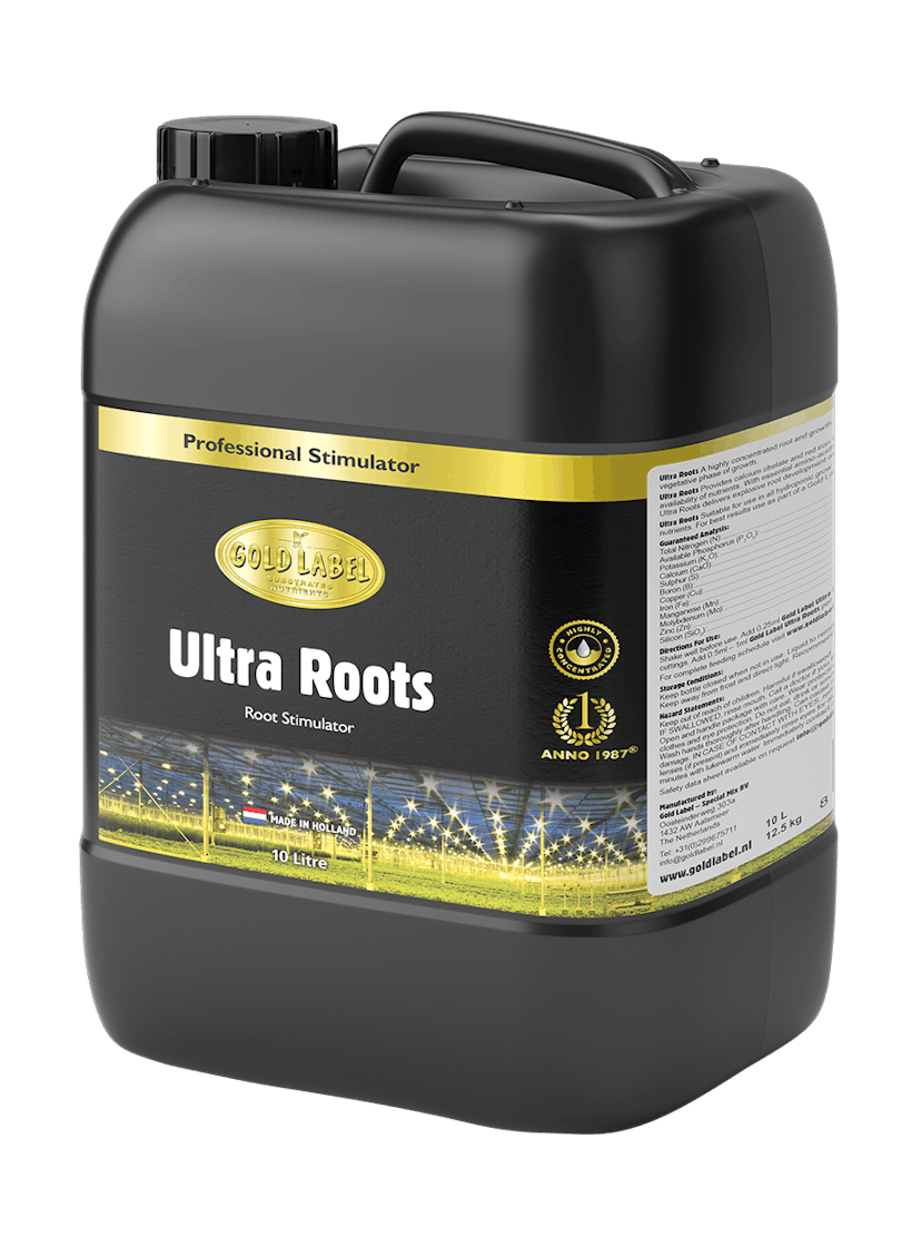 Black 10 Litre bottle of Gold Label Ultra Roots