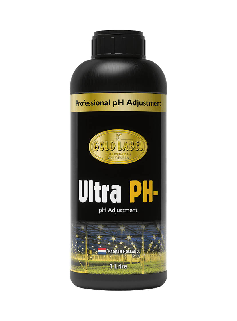 Black 1 Litre bottle of Gold Label Ultra pH minus